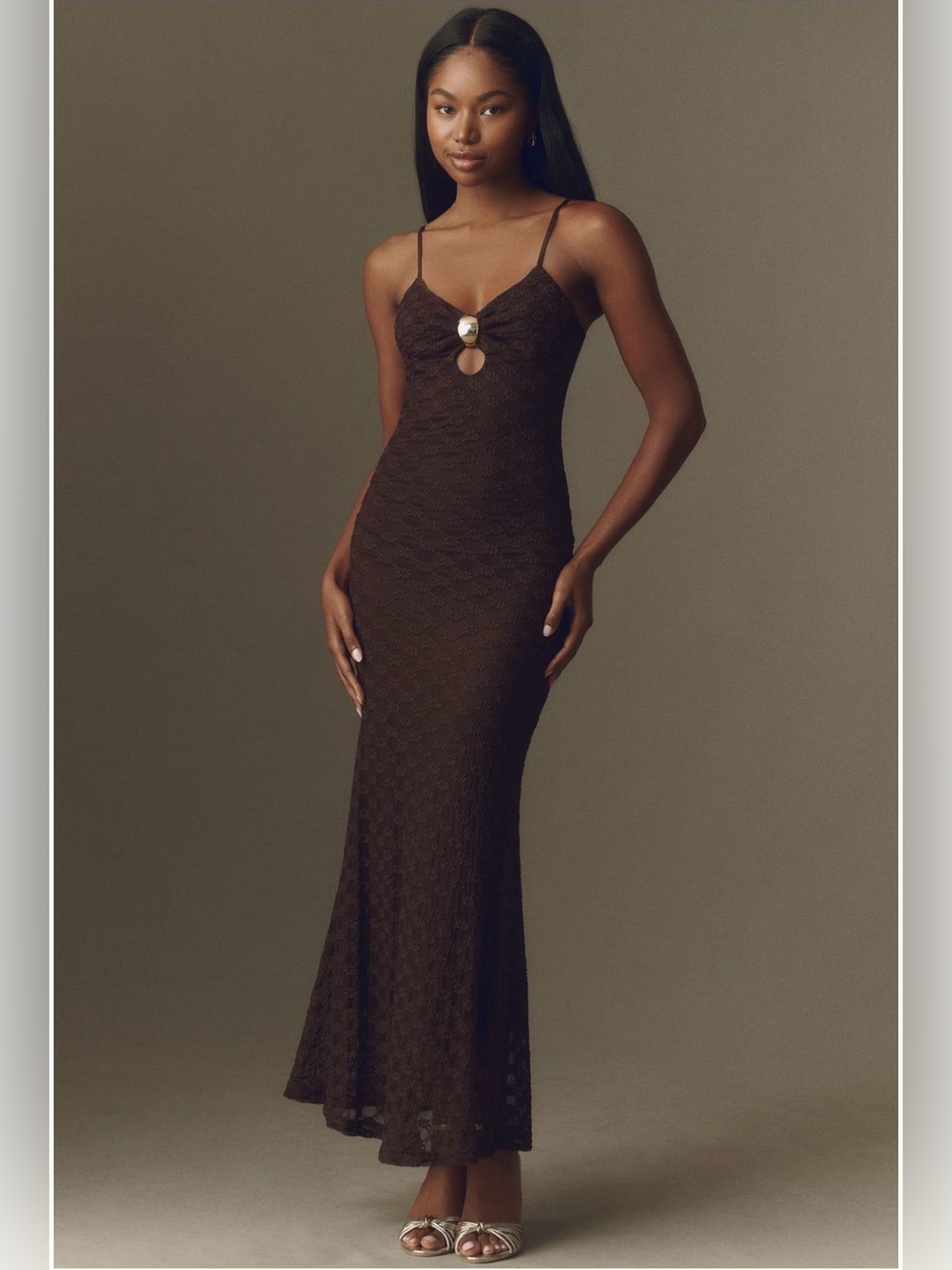 Anthropologie Bardot Brown Lace Dress Size US 8